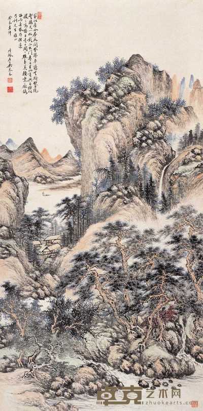 吴琴木 癸未（1943年）作 春山幽居图 轴 139×68cm